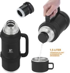 MacGyver RVS Thermoskan 1.5 Ltr – RVS Thermosbeker 0,55 Ltr - Langdurig Warm/koud - Zwart -Keukenbenodigdheden Winkel 1154x1200 1