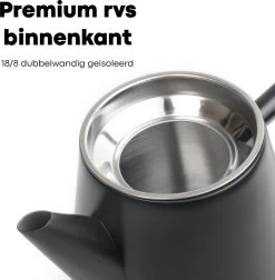 Vatten® - Premium RVS Theepot - Incl. RVS Theefilter - 1L - Zwart - Dubbelwandig -Keukenbenodigdheden Winkel 1175x1200 2
