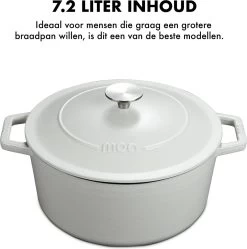 MOA Gietijzeren Braadpan - Inhoud 7,2 Liter - 30CM - Rond - Alle Warmtebronnen - Ook Voor Inductie - Gewicht 7,3 Kg - Wit - C30W -Keukenbenodigdheden Winkel 1192x1200 3