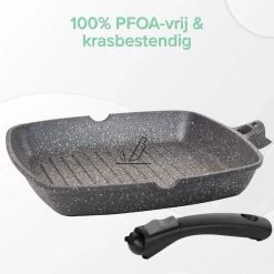 Coninx Grillpan 28CM - Steakpan - Afneembare Handgreep - PFAS-vrij - Grijs -Keukenbenodigdheden Winkel 1198x1200 10