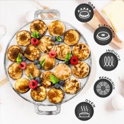 IRONO Poffertjespan Set - Incl. Doseerfles, Kwast En Vork - Poffertjespan Inductie En Electrisch - Poffertjesmaker 19 Poffertjes - Poffertjes Maken - Spuitfles - Cadeau Voor Mannen En Vrouwen -Keukenbenodigdheden Winkel 1198x1200 6