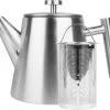 Castagnola Theepot Met Filter – Theekan – Theepot Dubbelwandig – Theepot Roestvrijstaal – Hoogwaardig RVS – 1 Liter – 5 Kopjes Thee – Zilver
