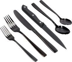 Deleca 6 Persoons Bestekset (36-delig) - Lepels, Messen, Vorken & Steakmessen - Vaatwasserbestendig - Zwart / RVS -Keukenbenodigdheden Winkel 1200x1036 5