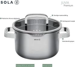 Sola Pannenset Juvia - 4 Delig - Ø 16,16,18,20 Cm - Zilver - RVS - Sandwichbodem -Keukenbenodigdheden Winkel 1200x1069