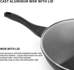 Swiss Pro+ Wokpan - Met Glazen Deksel - 28cm - Zwart -Keukenbenodigdheden Winkel 1200x1133