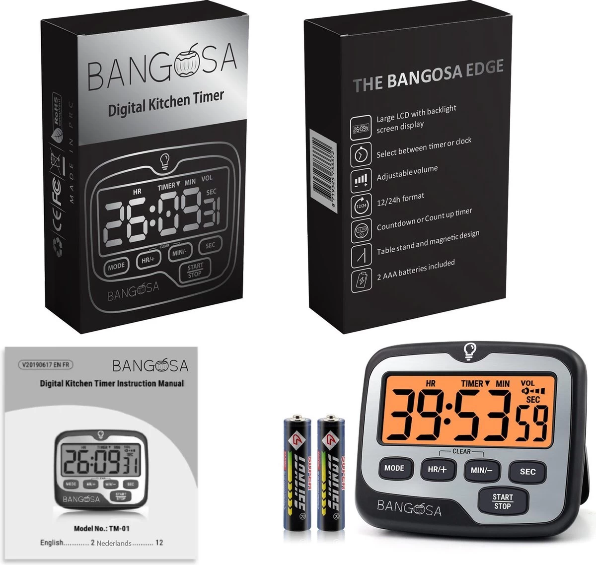 BanGosa® Magnetisch Digitale Kookwekker - Timer - RVS - Keukenwekker Digitaal - Digitale Keuken Timer - Stopwatch Met Magneet 9 BanGosa® Magnetisch Digitale Kookwekker - Timer - RVS - Keukenwekker Digitaal - Digitale Keuken Timer - Stopwatch Met Magneet - Afbeelding 9