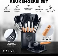 VAIVE Kookgerei Set 13-delig Met Houder - Keukengerei Set - Garde - Spatel Silicone -Keukenbenodigdheden Winkel 1200x1151