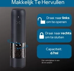 GOV Elektrische Peper- En Zoutmolen Zwart XL Set Oplaadbaar - Pepermolen - Peper En Zoutstel -Keukenbenodigdheden Winkel 1200x1156 1