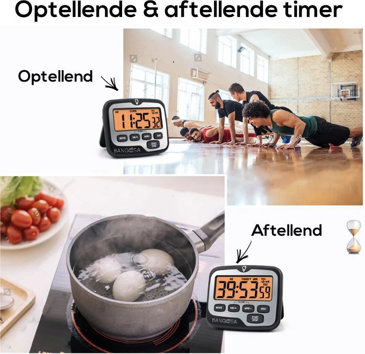BanGosa® Magnetisch Digitale Kookwekker - Timer - RVS - Keukenwekker Digitaal - Digitale Keuken Timer - Stopwatch Met Magneet 3 BanGosa® Magnetisch Digitale Kookwekker - Timer - RVS - Keukenwekker Digitaal - Digitale Keuken Timer - Stopwatch Met Magneet - Afbeelding 3