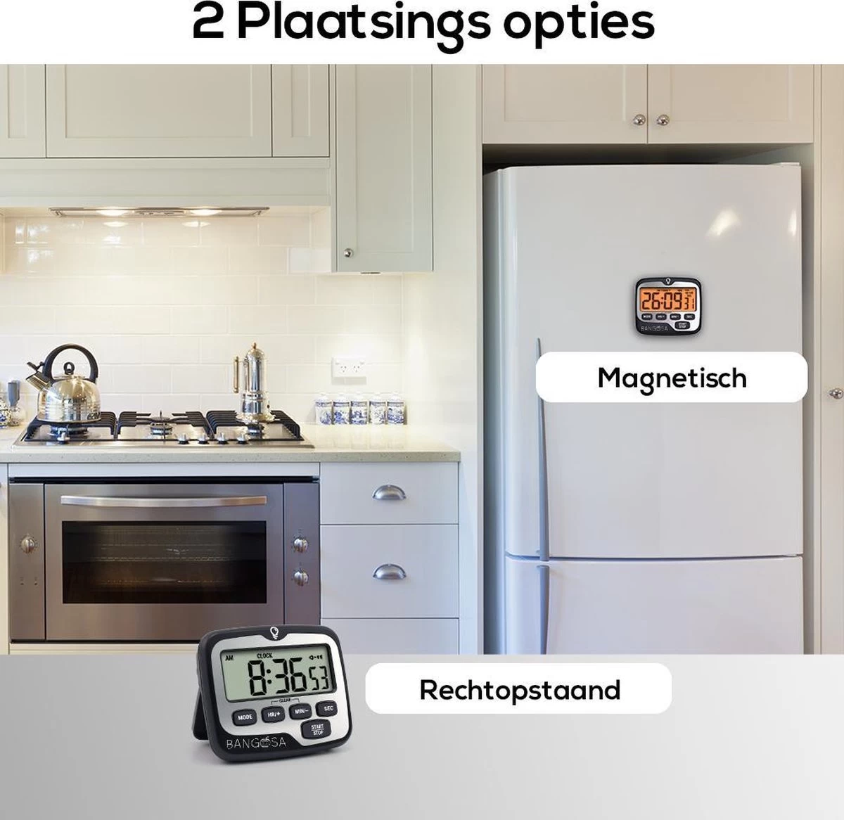 BanGosa® Magnetisch Digitale Kookwekker - Timer - RVS - Keukenwekker Digitaal - Digitale Keuken Timer - Stopwatch Met Magneet 6 BanGosa® Magnetisch Digitale Kookwekker - Timer - RVS - Keukenwekker Digitaal - Digitale Keuken Timer - Stopwatch Met Magneet - Afbeelding 6