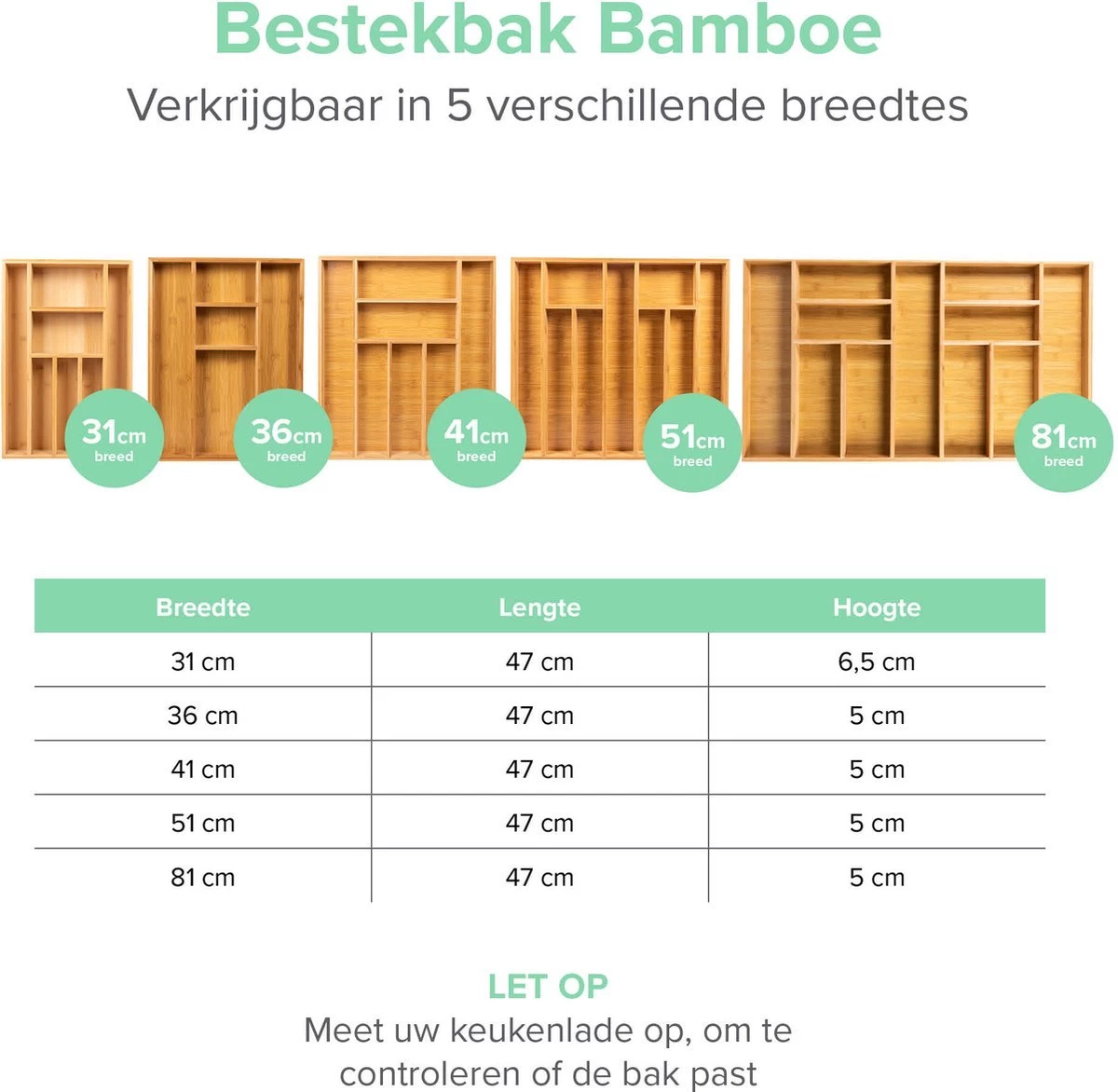 Grote Bestekbak Bamboe 81x47CM - Coninx Besteklade - Opbergbak - Duurzaam - Bamboe - Voor Laden Vanaf 47cm Diep 6 Grote Bestekbak Bamboe 81x47CM - Coninx Besteklade - Opbergbak - Duurzaam - Bamboe - Voor Laden Vanaf 47cm Diep - Afbeelding 6
