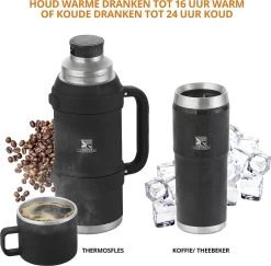 MacGyver RVS Thermoskan 1.5 Ltr – RVS Thermosbeker 0,55 Ltr - Langdurig Warm/koud - Zwart -Keukenbenodigdheden Winkel 1200x1180