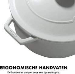 MOA Gietijzeren Braadpan - Inhoud 7,2 Liter - 30CM - Rond - Alle Warmtebronnen - Ook Voor Inductie - Gewicht 7,3 Kg - Wit - C30W -Keukenbenodigdheden Winkel 1200x1181