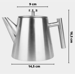 Castagnola Theepot Met Filter – Theekan – Theepot Dubbelwandig – Theepot Roestvrijstaal – Hoogwaardig RVS – 1 Liter – 5 Kopjes Thee – Zilver -Keukenbenodigdheden Winkel 1200x1195 6