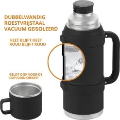 MacGyver RVS Thermoskan 1.5 Ltr – RVS Thermosbeker 0,55 Ltr - Langdurig Warm/koud - Zwart -Keukenbenodigdheden Winkel 1200x1198 14