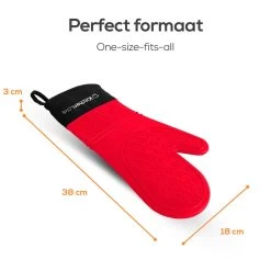 KitchenLove Ovenwanten - 2 Stuks Ovenhandschoenen - Hittebestendig Tot 250 °C - Siliconen - Rood -Keukenbenodigdheden Winkel 1200x1200 1056