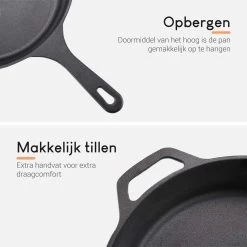 Ocina Gietijzeren Pan – ø30,5cm - Skillet - Koekenpan – Hapjespan – Koekenpan Inductie – Koekenpannenset - Gietijzeren Pan Bbq - Gietijzer -Keukenbenodigdheden Winkel 1200x1200 11