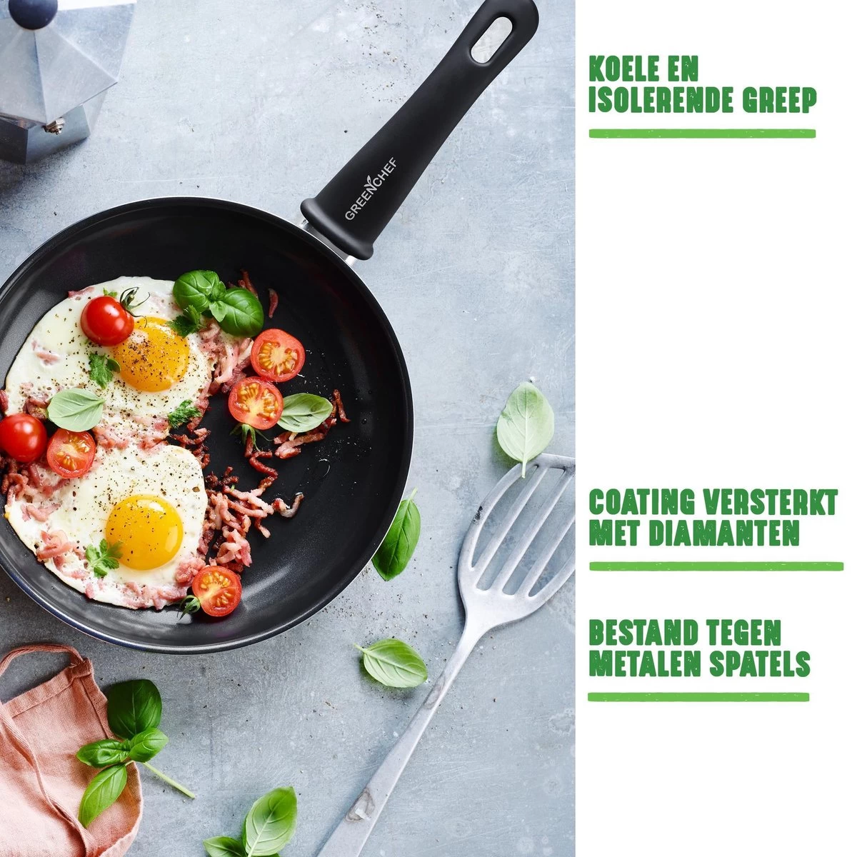 GreenChef Soft Grip Pannenset - 10-Delig - Keramisch - Inductie 2 GreenChef Soft Grip Pannenset - 10-Delig - Keramisch - Inductie - Afbeelding 2