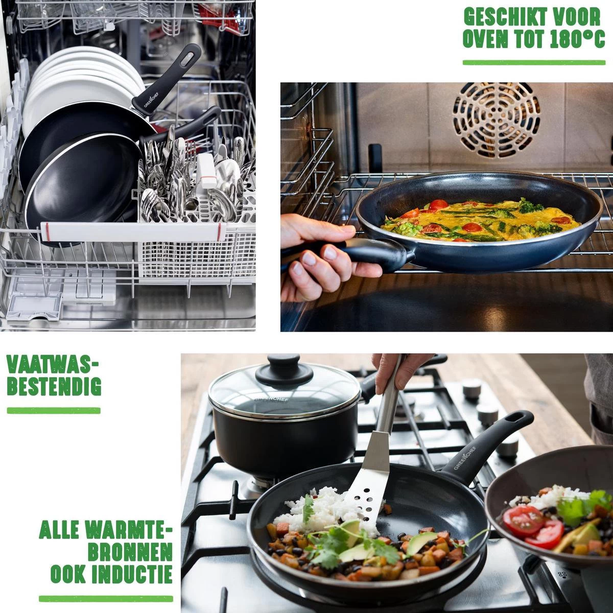 GreenChef Soft Grip Pannenset - 10-Delig - Keramisch - Inductie 7 GreenChef Soft Grip Pannenset - 10-Delig - Keramisch - Inductie - Afbeelding 7