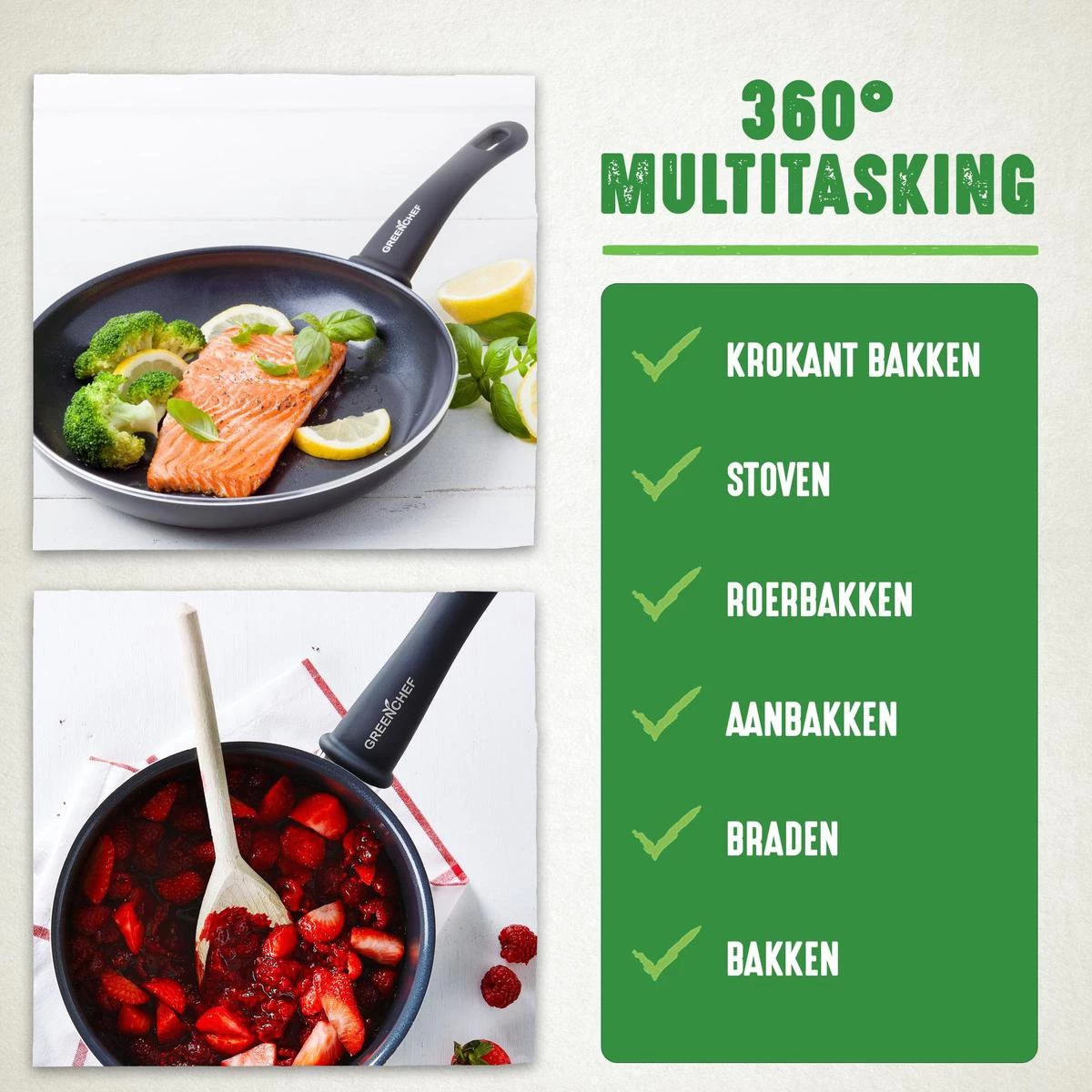 GreenChef Soft Grip Pannenset - 10-Delig - Keramisch - Inductie 8 GreenChef Soft Grip Pannenset - 10-Delig - Keramisch - Inductie - Afbeelding 8