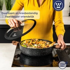 Westinghouse Hapjespan Inductie - Ø 32 Cm - Zwart Marmer - Speciale Editie - Met Deksel -Keukenbenodigdheden Winkel 1200x1200 238
