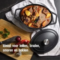 Gietijzeren Braadpan - Sudderpan Zwart Van Daumonet - Ovaal - Ø 29 Cm - 3 Liter - 100% PFAS & PFOA Vrij - Emaille - Geschikt Voor Alle Warmtebronnen - Elektrisch - Gas - Halogeen - Inductie - Keramisch - Vaatwasserbestendig -Keukenbenodigdheden Winkel 1200x1200 373