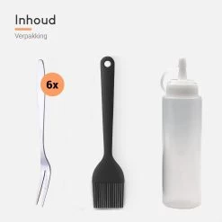 Ocina Poffertjespan Accessoires Set - Doseerfles - Poffertjes Spuitfles - 6x Poffertjes Vork - Kwast - Siliconen Kwast - Bakkwast - Gratis Poffertjes E-Book -Keukenbenodigdheden Winkel 1200x1200 476