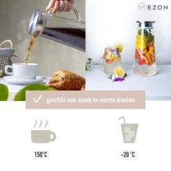 MÊZON® Schenkkan - Glazen Waterkan - Waterkaraf Voor Fruitwater - Multifunctionele Decanteer Karaf - Kan Met Deksel - 1.5L Capaciteit 11 MÊZON® Schenkkan - Glazen Waterkan - Waterkaraf Voor Fruitwater - Multifunctionele Decanteer Karaf - Kan Met Deksel - 1.5L Capaciteit -Keukenbenodigdheden Winkel 1200x1200 677