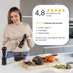 Deleca Luxe Peper En Zoutmolen Set - Met Geschenkdoos - Zout / Pepermolen - Rubberhout - Zwart & Goud -Keukenbenodigdheden Winkel 1200x1200 755