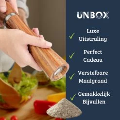 UNBOX Peper En Zoutmolen Set - Pepermolen - Zoutmolen - BBQ Accesoires - Acacia Hout - RVS -Keukenbenodigdheden Winkel 1200x1200 776