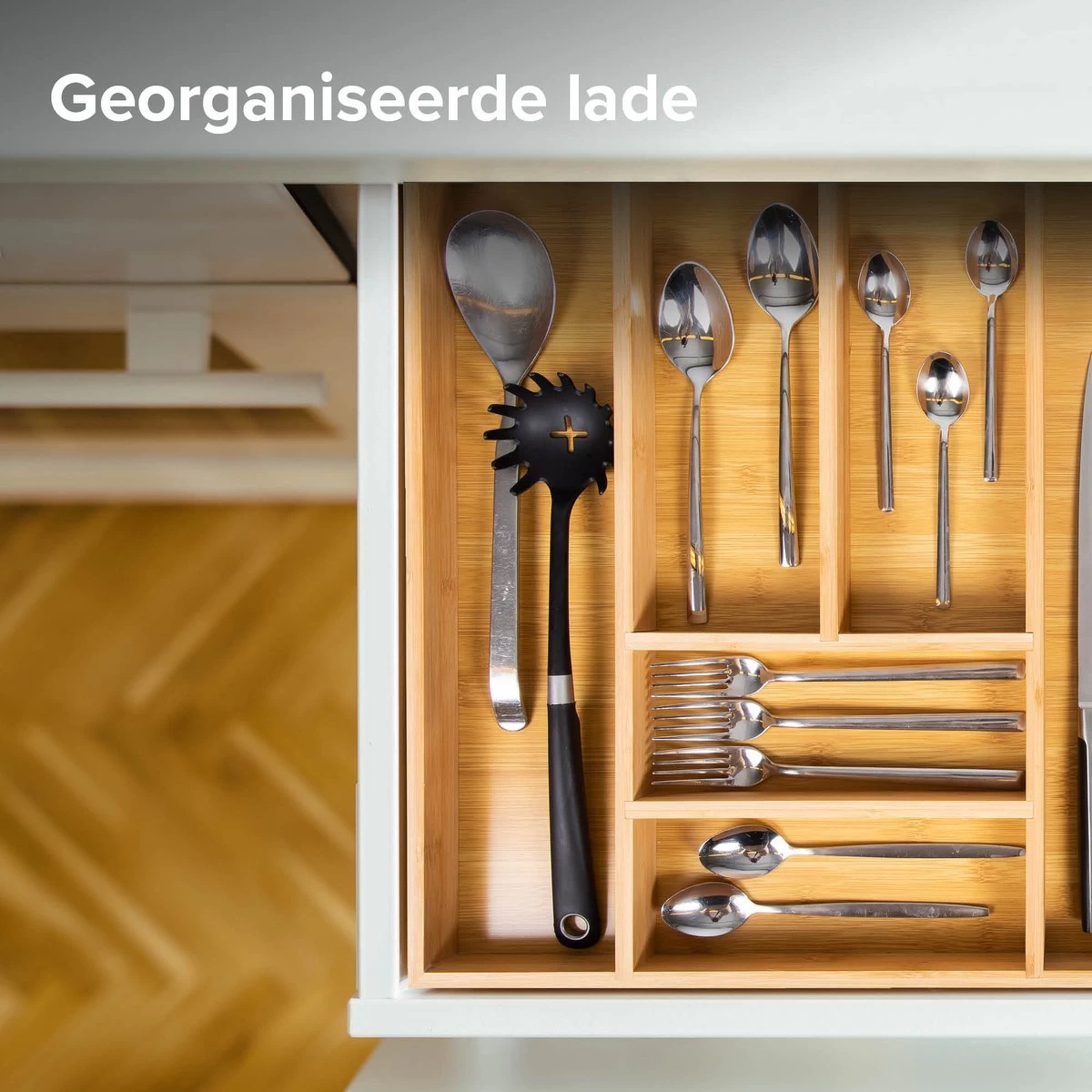 Grote Bestekbak Bamboe 81x47CM - Coninx Besteklade - Opbergbak - Duurzaam - Bamboe - Voor Laden Vanaf 47cm Diep 3 Grote Bestekbak Bamboe 81x47CM - Coninx Besteklade - Opbergbak - Duurzaam - Bamboe - Voor Laden Vanaf 47cm Diep - Afbeelding 3