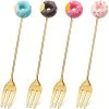 Gebaksvorkjes Donut Set Van 4 Taartvorkjes - Goud