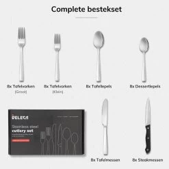 Deleca 8 Persoons Bestekset (48-delig) - Lepels, Messen, Vorken & Steakmessen - Vaatwasserbestendig - Zilver / RVS 19 Deleca 8 Persoons Bestekset (48-delig) - Lepels, Messen, Vorken & Steakmessen - Vaatwasserbestendig - Zilver / RVS -Keukenbenodigdheden Winkel 1200x1200 832