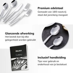 Deleca 6 Persoons Bestekset Deluxe (30-delig) - Vorken, Lepels En Messen - Vaatwasserbestendig - Gehamerd - Zilver / RVS -Keukenbenodigdheden Winkel 1200x1200 850