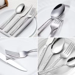 Deleca 6 Persoons Bestekset Deluxe (30-delig) - Vorken, Lepels En Messen - Vaatwasserbestendig - Gehamerd - Zilver / RVS -Keukenbenodigdheden Winkel 1200x1200 852