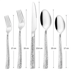 Deleca 6 Persoons Bestekset Deluxe (30-delig) - Vorken, Lepels En Messen - Vaatwasserbestendig - Gehamerd - Zilver / RVS -Keukenbenodigdheden Winkel 1200x1200 853