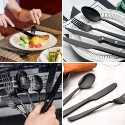 Deleca 6 Persoons Bestekset (36-delig) - Lepels, Messen, Vorken & Steakmessen - Vaatwasserbestendig - Zwart / RVS -Keukenbenodigdheden Winkel 1200x1200 861