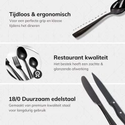 Deleca 6 Persoons Bestekset (36-delig) - Lepels, Messen, Vorken & Steakmessen - Vaatwasserbestendig - Zwart / RVS -Keukenbenodigdheden Winkel 1200x1200 863