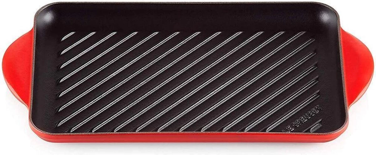 Le Creuset - Gietijzeren Grillplaat - 32x22cm - Kersenrood 1 Le Creuset - Gietijzeren Grillplaat - 32x22cm - Kersenrood