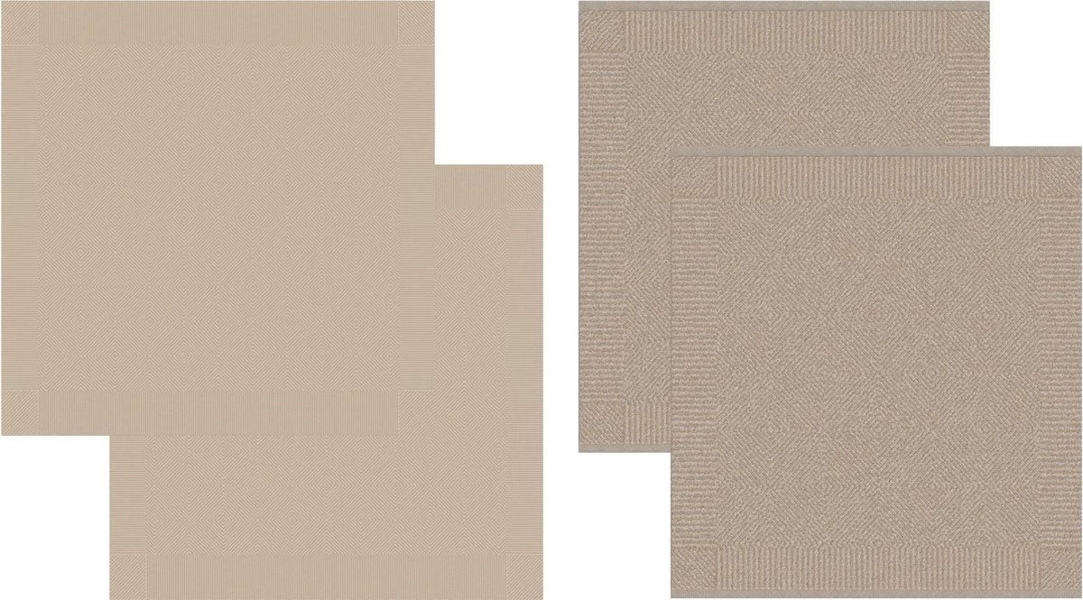 DDDDD Cisis - 2x Theedoek & 2x Keukendoek - Amandel 1 DDDDD Cisis - 2x Theedoek & 2x Keukendoek - Amandel