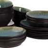 Palmer Serviesset Lotus Stoneware 6-persoons 24-delig Zwart Turquoise