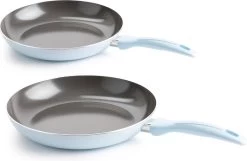 VitaVerde Expert Koekenpannenset Ø 24cm + Ø 28cm - Lichtblauw - Inductie - PFAS-vrij