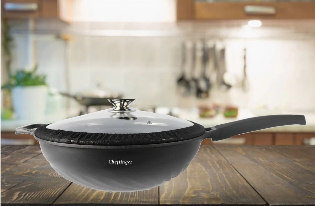 Chefflinger Wokpan - Antiaanbak - 32cm 7 Chefflinger Wokpan - Antiaanbak - 32cm - Afbeelding 7