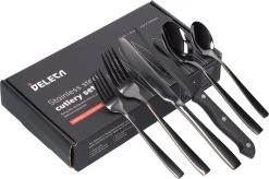 Deleca 6 Persoons Bestekset (36-delig) - Lepels, Messen, Vorken & Steakmessen - Vaatwasserbestendig - Zwart / RVS -Keukenbenodigdheden Winkel 1200x796 16