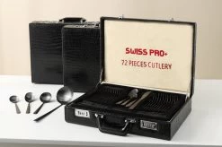 Swiss Pro+ Bestekset In Koffer-72 Delig-12 Persoons-Zwitsers Kwaliteit-Complete Set-100% Roestvrijstaal- Zwart -Keukenbenodigdheden Winkel 1200x799 59