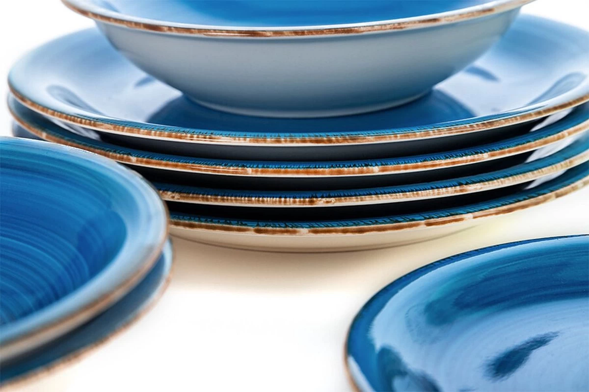 Quid | 18-delige Bordenset | Aardenwerk Bordenset | Vita Azul | Blauw 2 Quid | 18-delige Bordenset | Aardenwerk Bordenset | Vita Azul | Blauw - Afbeelding 2