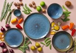 Palmer Serviesset Lotus Stoneware 6-persoons 24-delig Zwart Turquoise -Keukenbenodigdheden Winkel 1200x838 3