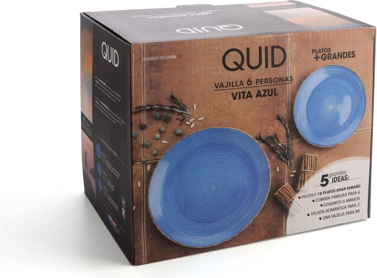 Quid | 18-delige Bordenset | Aardenwerk Bordenset | Vita Azul | Blauw 6 Quid | 18-delige Bordenset | Aardenwerk Bordenset | Vita Azul | Blauw - Afbeelding 6