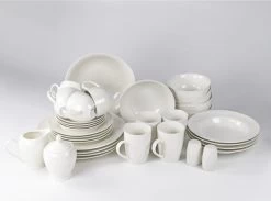 JT Serviesset - Wit - 35delig - 4 Persoons - Luxe Reliëf Design