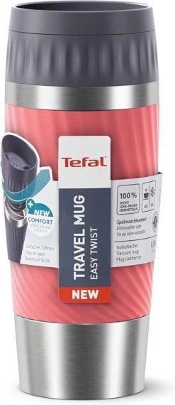 Tefal Travel Mug Easy Twist Thermobeker - Koraalrood - 0,36 Liter -Keukenbenodigdheden Winkel 520x1200